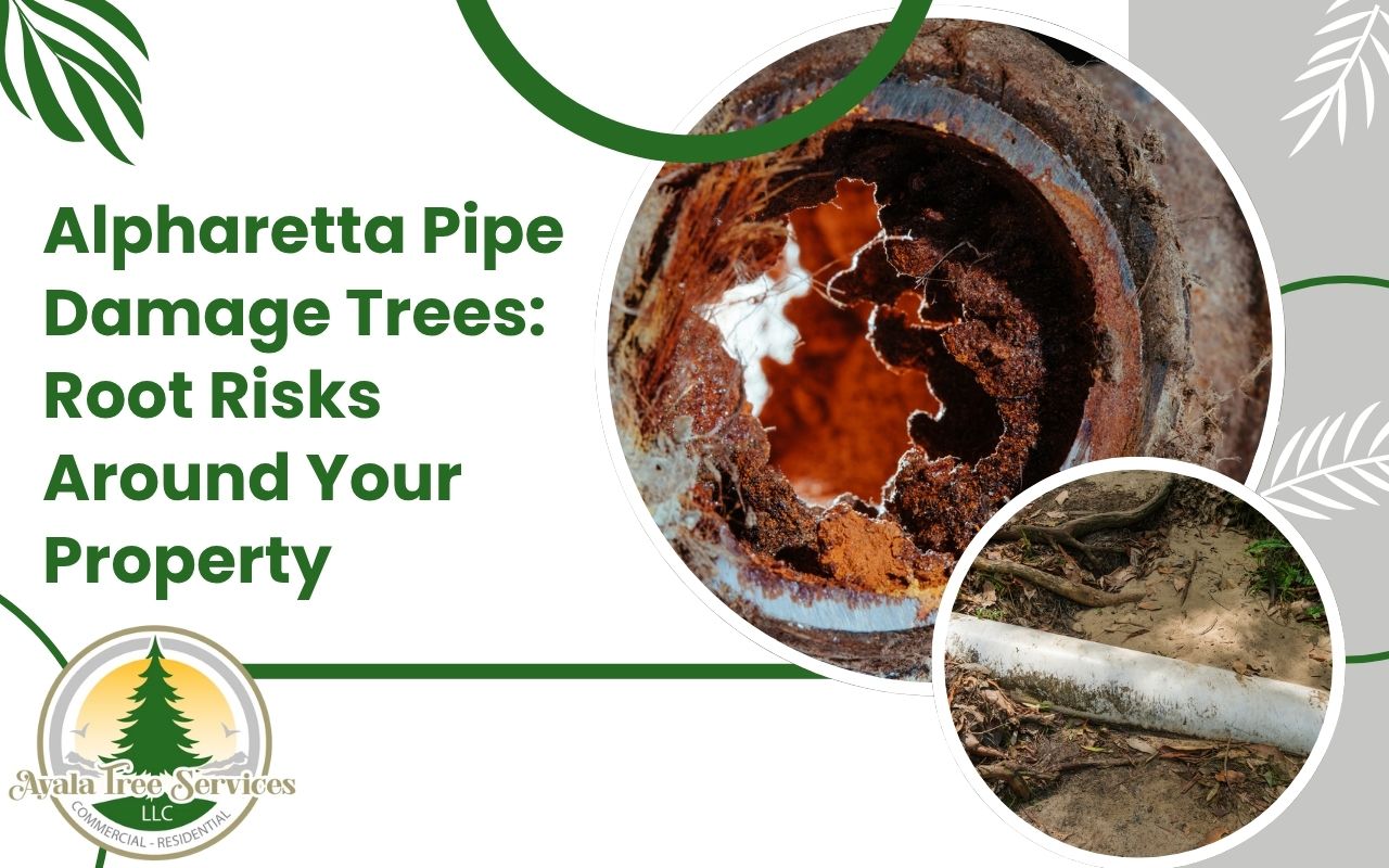 Tree roots damaging residential plumbing pipe in Alpharetta