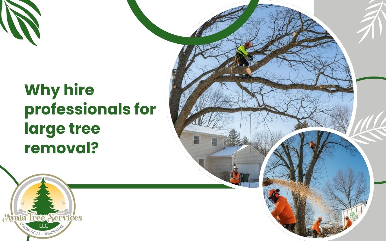 hire professionals for large tree removal in a residential backyard