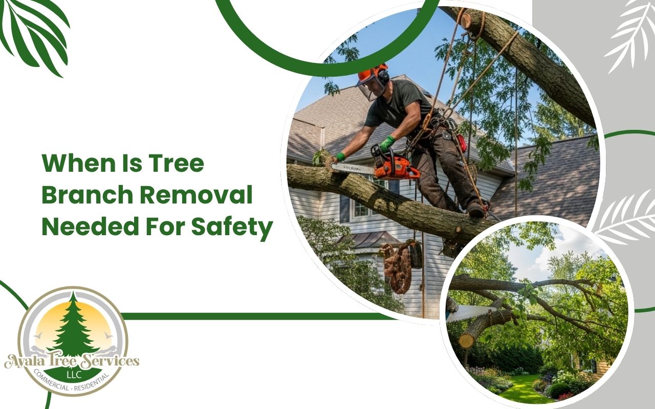 tree branch removal for a safer garden near a home
